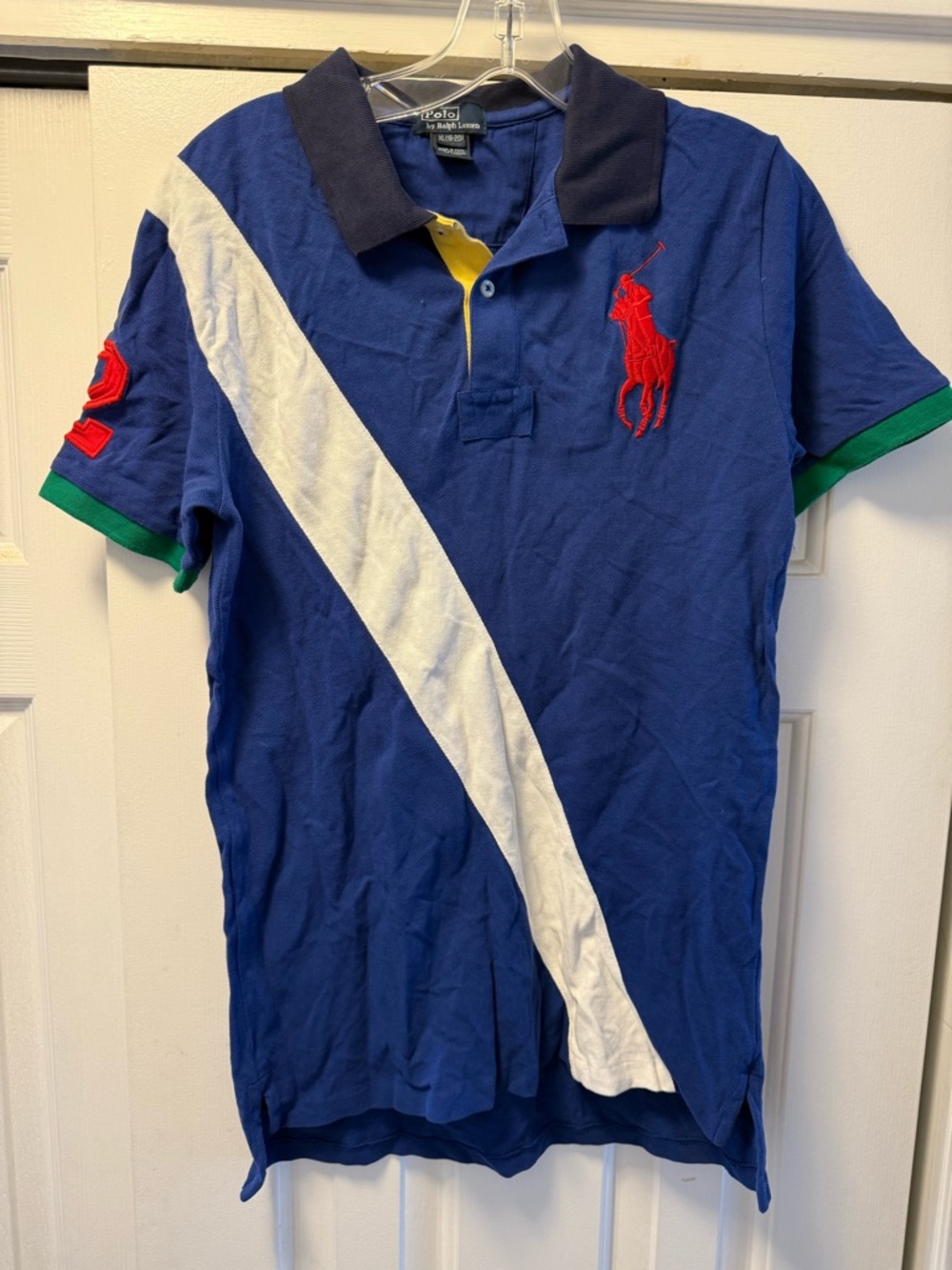 Polo Ralph Lauren Rugby Polo Shirt Big Pony Stripe Youth Size XL 18-20